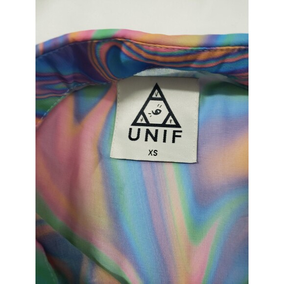 Unif Melt Button Up Long Sleeve Colorful Psychedelic Womans XS Shirt - Picture 4 of 13